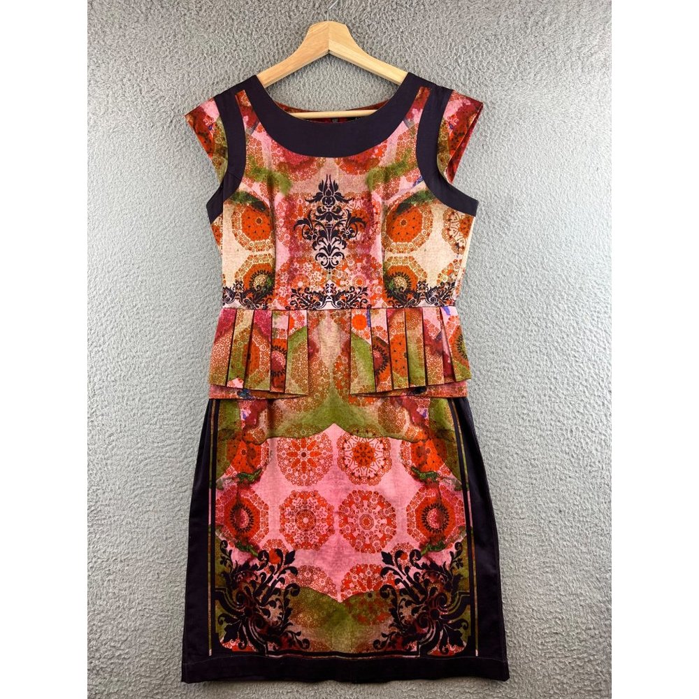 Anthropologie Ashish N Soni Medallion Print Peplum Pencil Dress Womens S